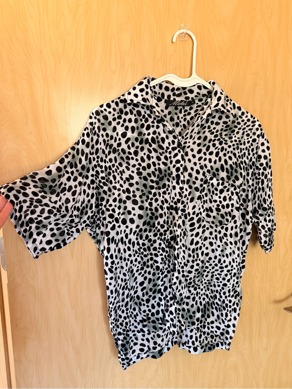 Motel Rocks Black and White Spotted Button-Down Shirt